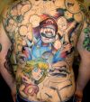 cartoon tattoo on full back